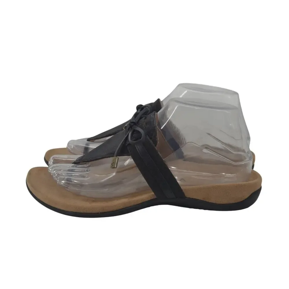 Vionic Black and Tan Comfort Thong Sandals